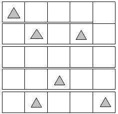 Image of 5 x 5 table with triangles in various locations.